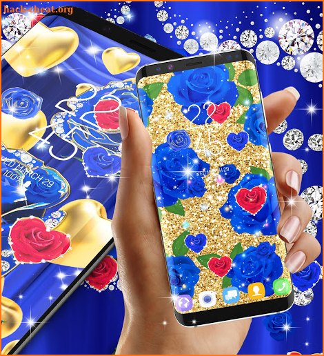 Blue luxury golden rose live wallpaper screenshot