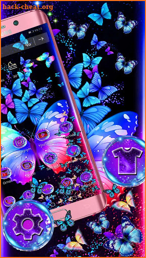 Blue Neon Butterfly Gravity Theme screenshot