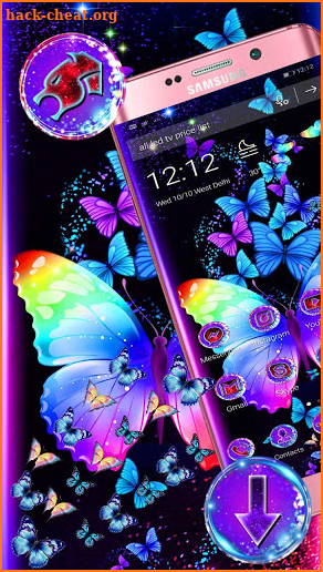 Blue Neon Butterfly Gravity Theme screenshot