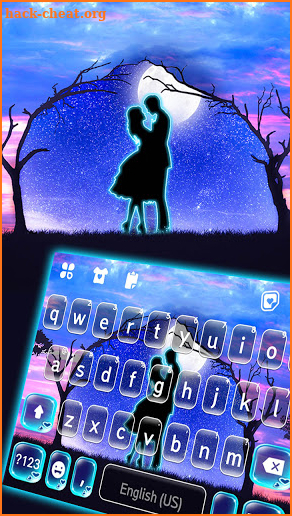 Blue Neon Couple Keyboard Background screenshot