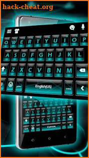 Blue Neon Tech Beam Keyboard Theme screenshot