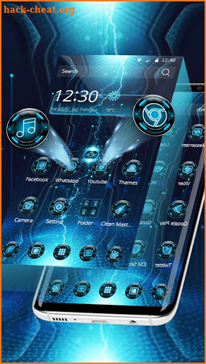 Blue Neon Thunder Technology Theme screenshot