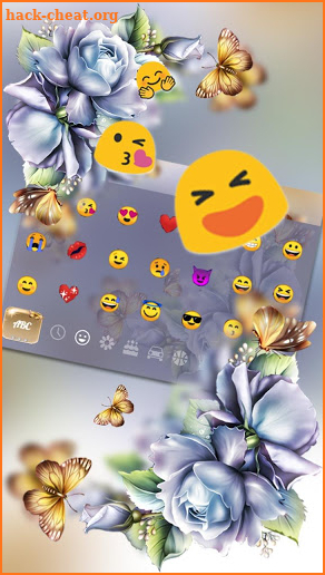 Blue Roses Flowers Gold Butterfly Keyboard screenshot