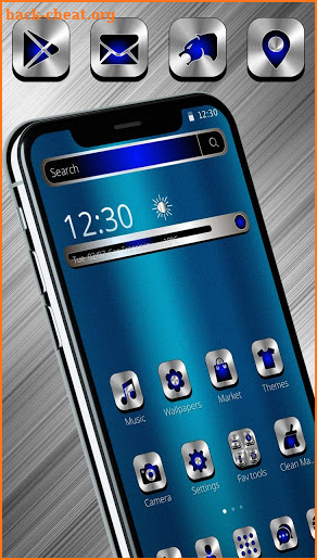 Blue Silver Metal Launcher Theme screenshot