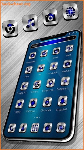 Blue Silver Metal Launcher Theme screenshot