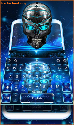 Blue Tech Metallic Skull Keyboard Theme screenshot