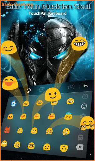 Blue Tech Musician Skull Keyboard Theme screenshot