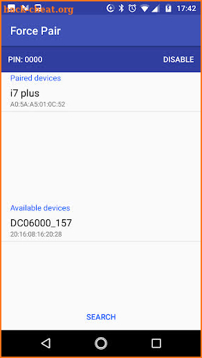 Bluetooth Force Pin Pair (Connect) screenshot