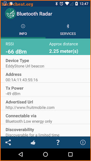 Bluetooth LE Smart Radar screenshot