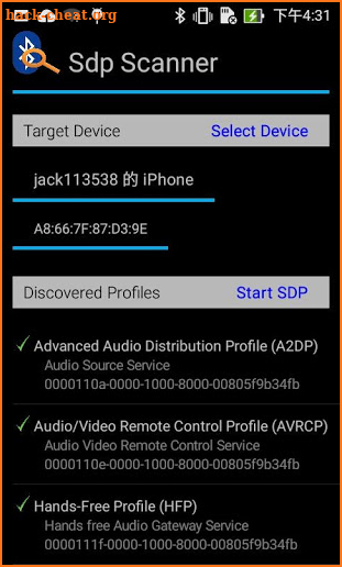 Bluetooth Profile Scanner screenshot