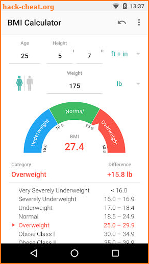 BMI Calculator screenshot