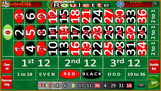 Bookies Roulette Simulation screenshot