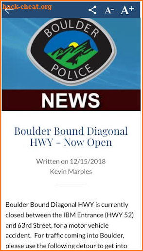 Boulder Police Department screenshot