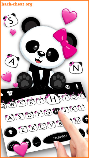 Bowknot Panda Hearts Free Keyboard Theme screenshot