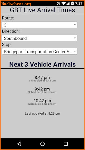 Bridgeport GBT Bus Tracker screenshot