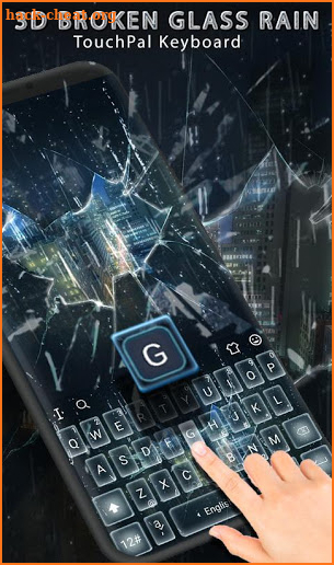 Broken 3D Glass Rain Keyboard Theme screenshot