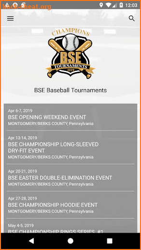 BSE Baseball Tournaments screenshot