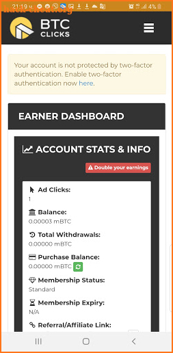 BTC Clicks - Earn Free Bitcoins Now! screenshot