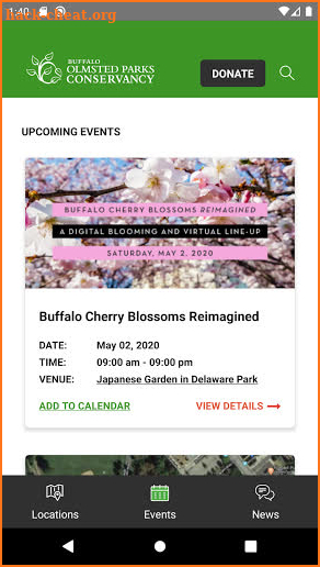 Buffalo Olmsted Parks Conservancy screenshot