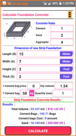 Builder Calculator - Concrete Volume Calculator screenshot