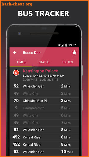 Buses Due: London bus times screenshot