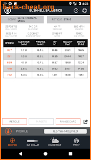 Bushnell Ballistics screenshot