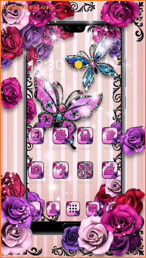 Butterfly Purple Rose Theme screenshot