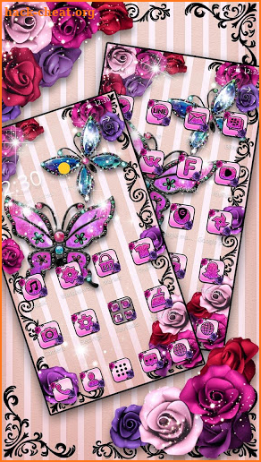 Butterfly Purple Rose Theme screenshot