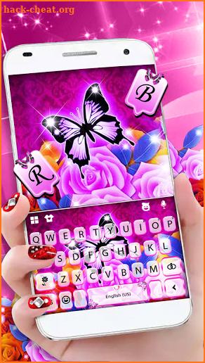 Butterfly Roses Keyboard Background screenshot