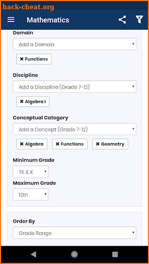 CA Standards screenshot