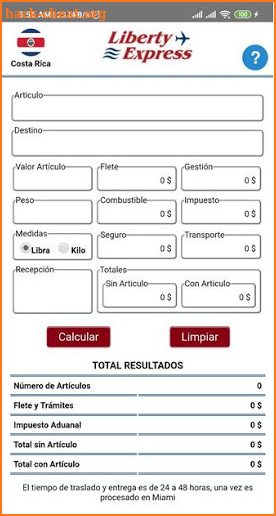 Calculadora Liberty Express screenshot