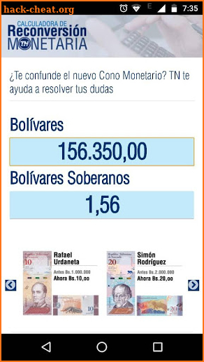 Calculadora Reconversión Monetaria TN screenshot