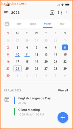 Calendar screenshot