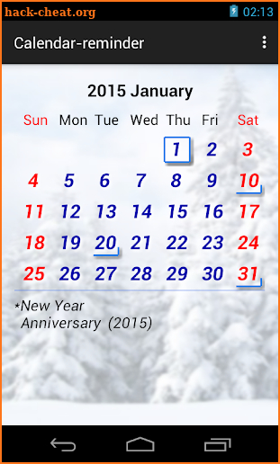 Calendar-reminder screenshot