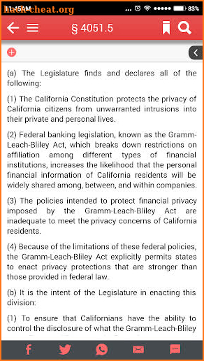 California Financial Code screenshot