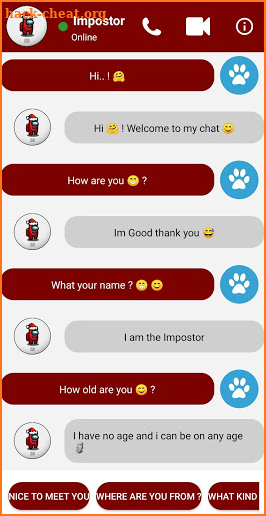 Call impostor chat and video call (Simulation) screenshot