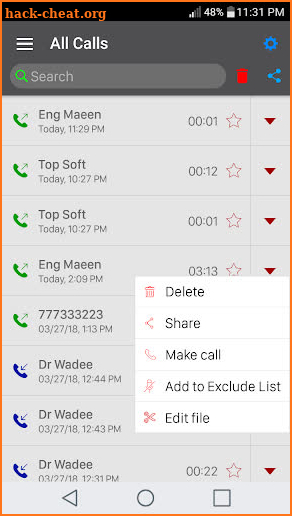 Call Recorder PRO - Whit Show contact name screenshot