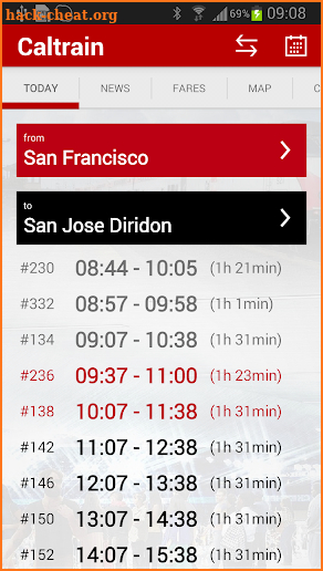 Caltrain screenshot