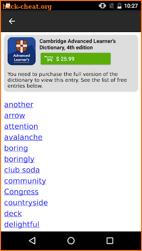 Cambridge Advanced Learner's Dictionary, 4th ed. screenshot