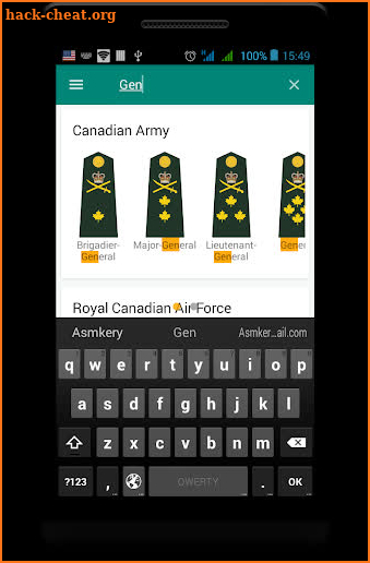 Canadian military ranks screenshot