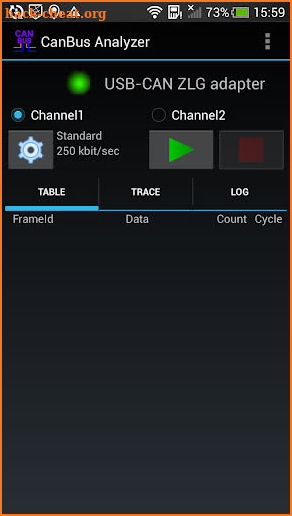 CanBus Analyzer for USB-CAN ZLG adapter screenshot