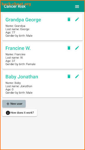 Cancer Risk Calculator screenshot