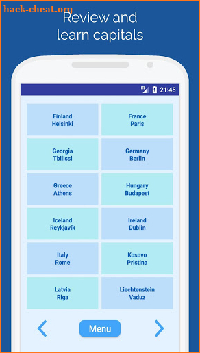 Capitals of the countries - Quiz screenshot