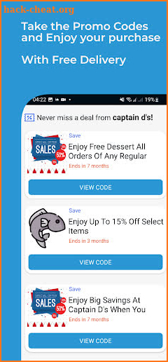 Captainds coupon app screenshot