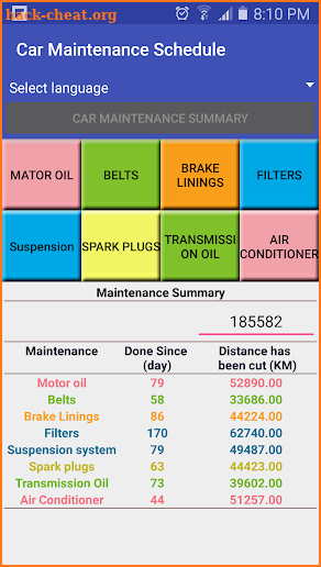 Car Maintenance Schedule screenshot