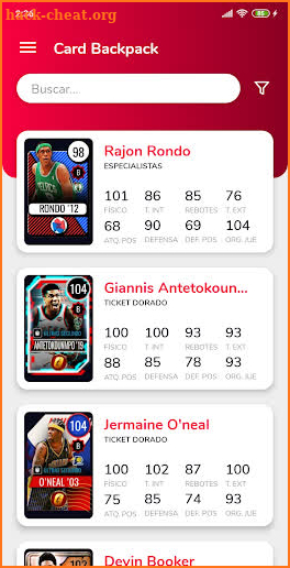 Card Backpack for NBA Live Mobile screenshot