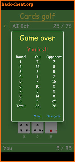 Cards Golf screenshot