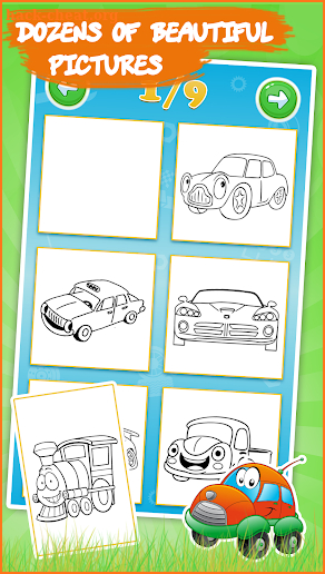 Cars coloring book for kids screenshot