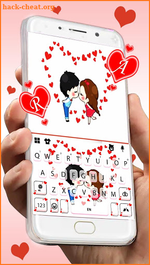 Cartoon Couple Hearts Keyboard Theme screenshot