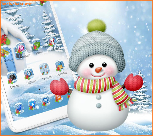 Cartoon Cute Snowman Winter Theme screenshot